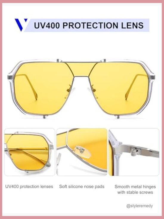 Metal Frame Square Aviator Sunglasses with UV Protection main image 6